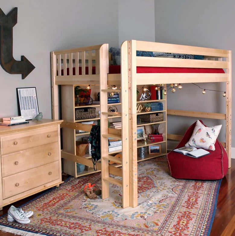 Twin loft bed online with queen underneath