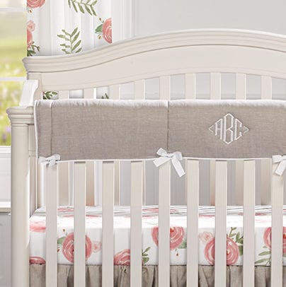 Flax Linen Crib Rail Cover