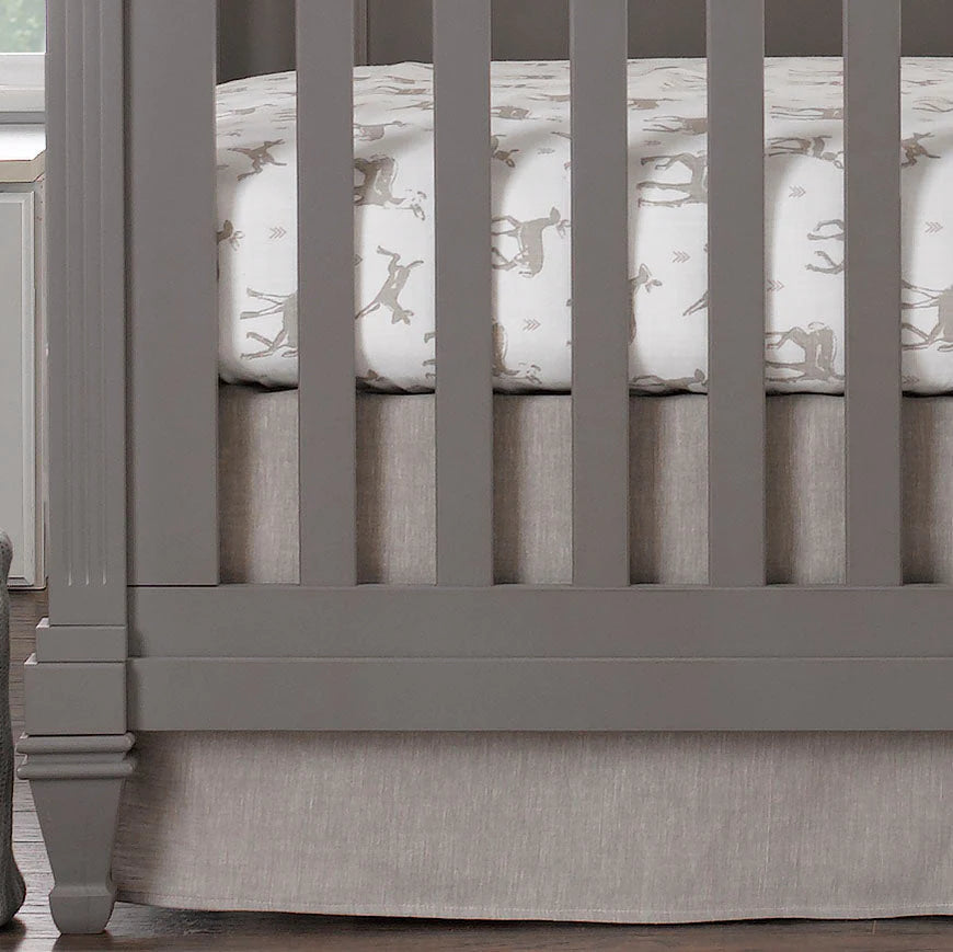 Flax Linen Flat Panel Crib Skirt (16" Drop)