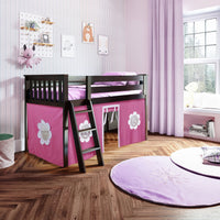 Solutions Twin Play Loft with Pink/White Curtain