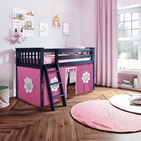 Solutions Twin Play Loft with Pink/White Curtain