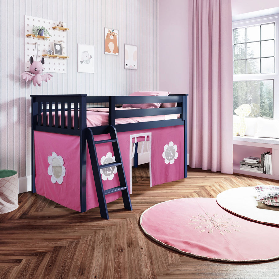 Solutions Twin Play Loft with Pink/White Curtain