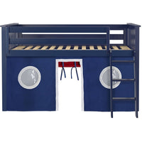 Solutions Twin Play Loft with Red/Blue/White Curtain