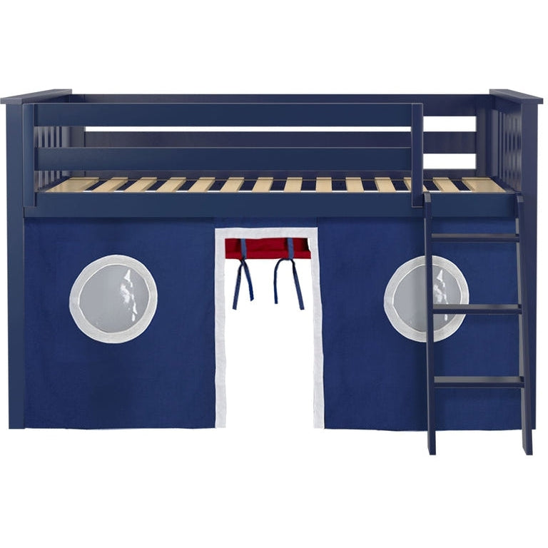 Solutions Twin Play Loft with Red/Blue/White Curtain