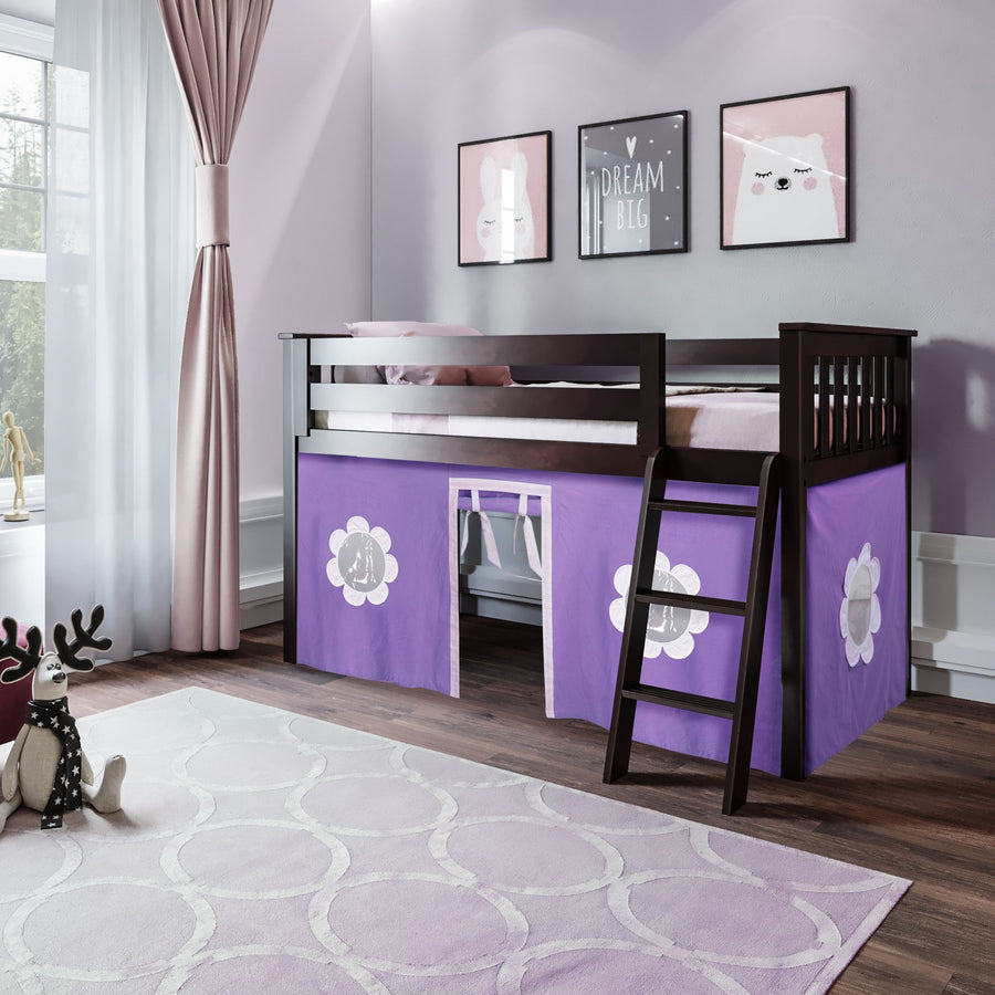 Solutions Twin Play Loft with Purple/White Curtain