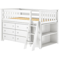 Solutions Twin Storage Loft Bed with Dresser + Bookcase