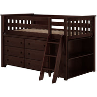 Solutions Twin Storage Loft Bed with Dresser + Bookcase