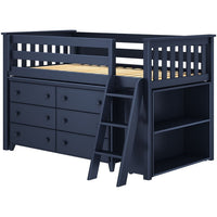 Solutions Twin Storage Loft Bed with Dresser + Bookcase