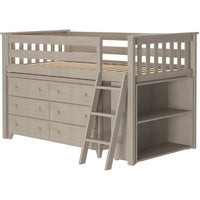 Solutions Twin Storage Loft Bed with Dresser + Bookcase