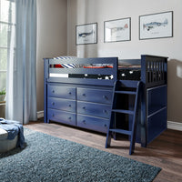 Solutions Twin Storage Loft Bed with Dresser + Bookcase