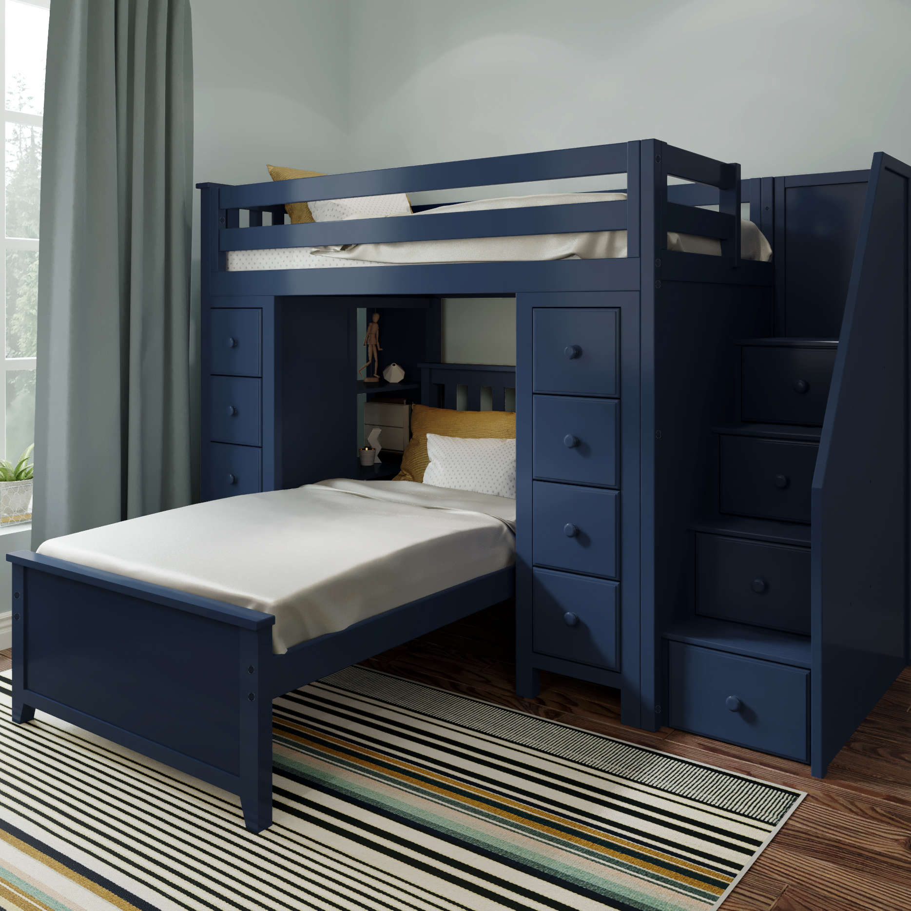 Solutions Staircase Loft Bed Storage + Twin Bed