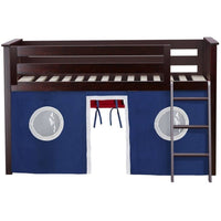 Solutions Twin Play Loft with Red/Blue/White Curtain