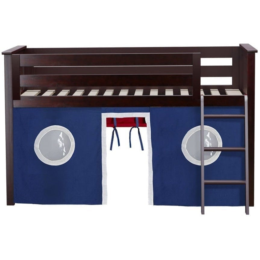 Solutions Twin Play Loft with Red/Blue/White Curtain
