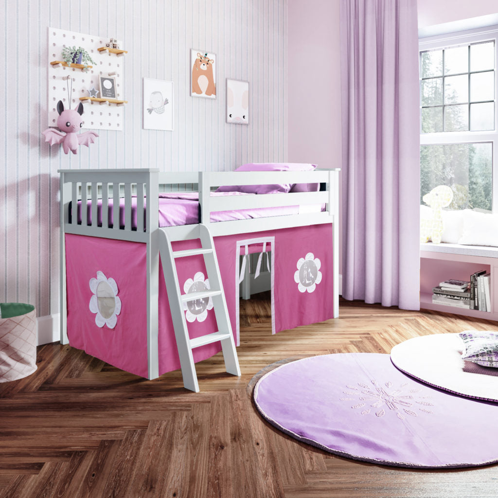 Solutions Twin Play Loft with Pink/White Curtain