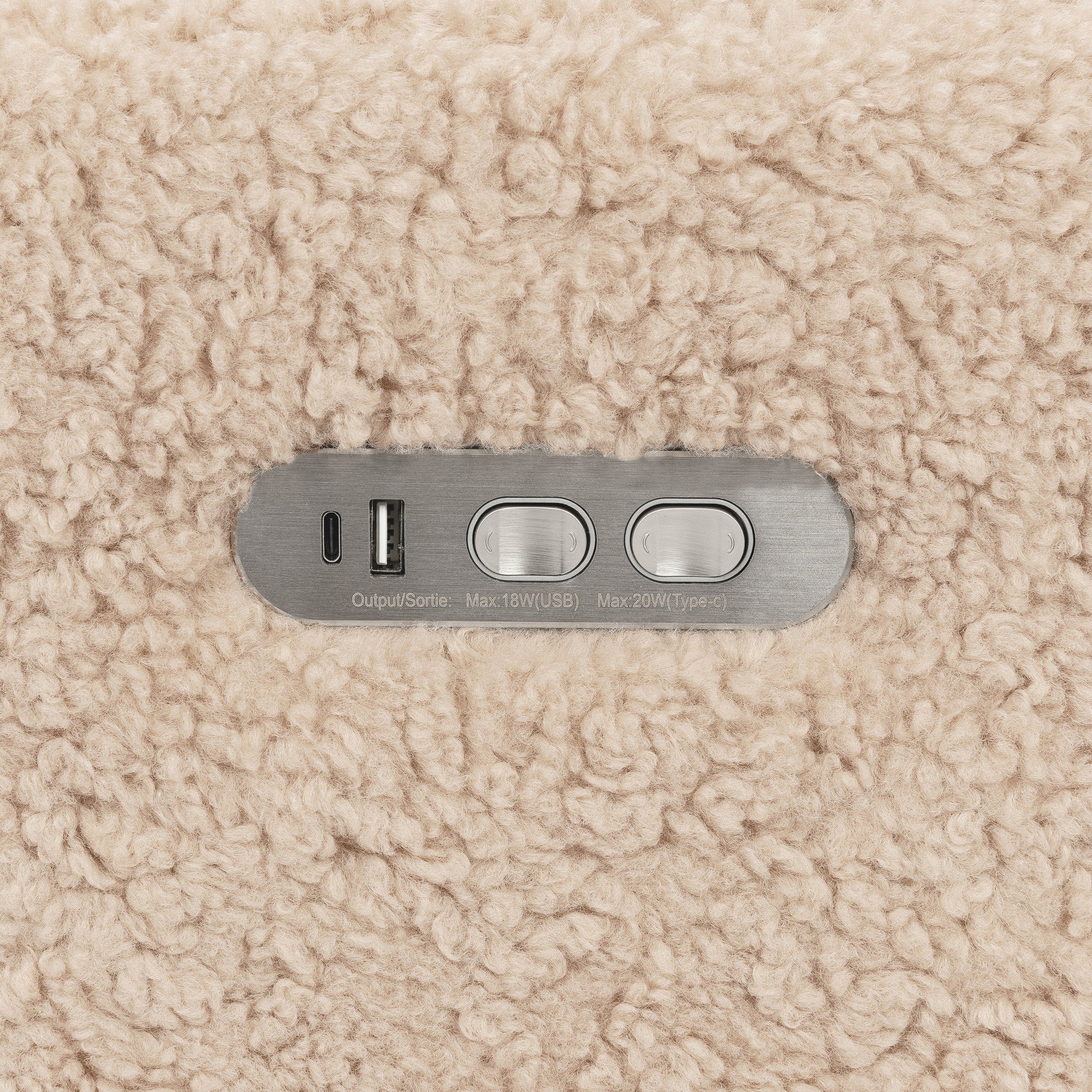 M11286CSG,Kiwi Plus Power Glider Recliner w/ Power Headrest in Chai Shearling