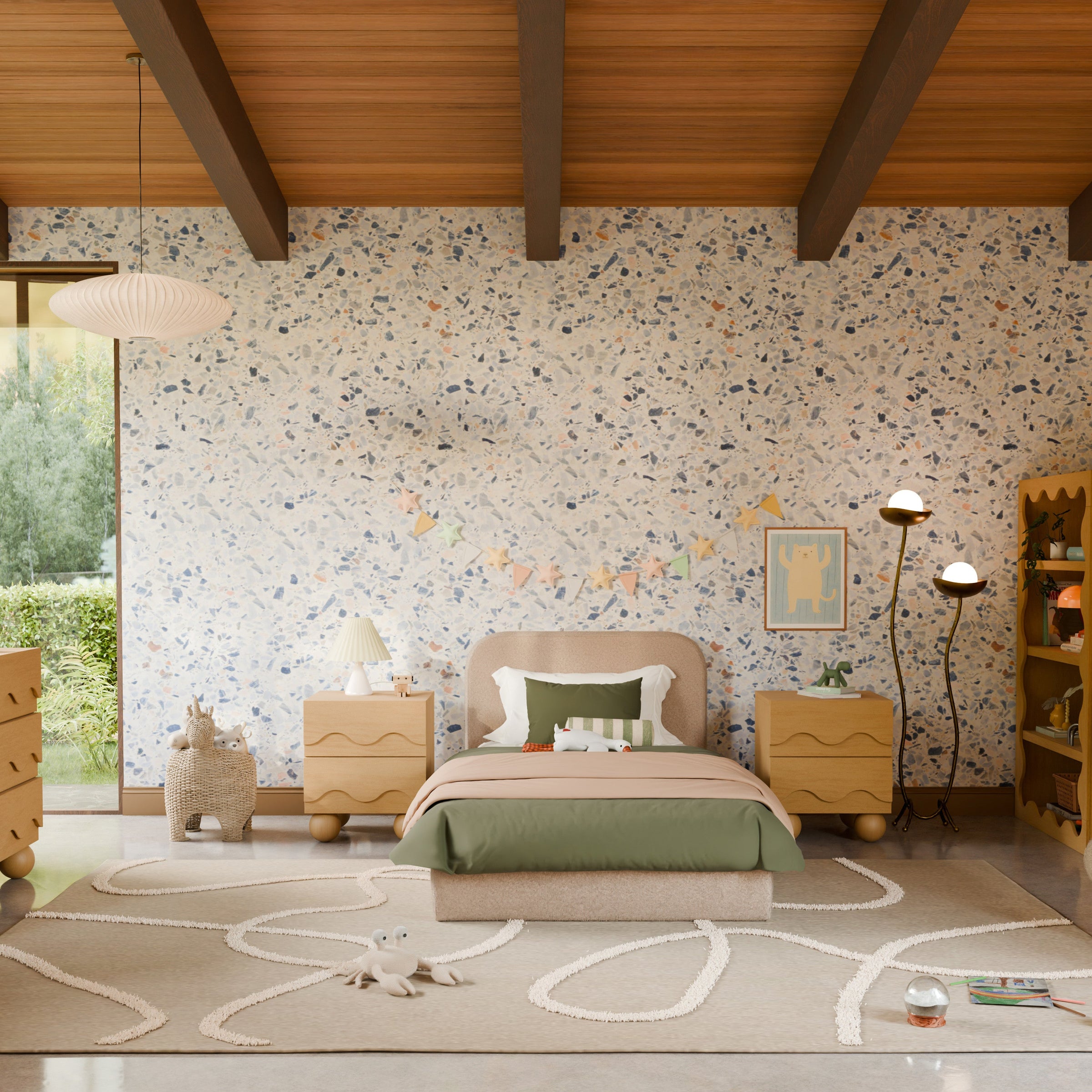 M31269CSG,Nara Twin Bed in Chai Shearling