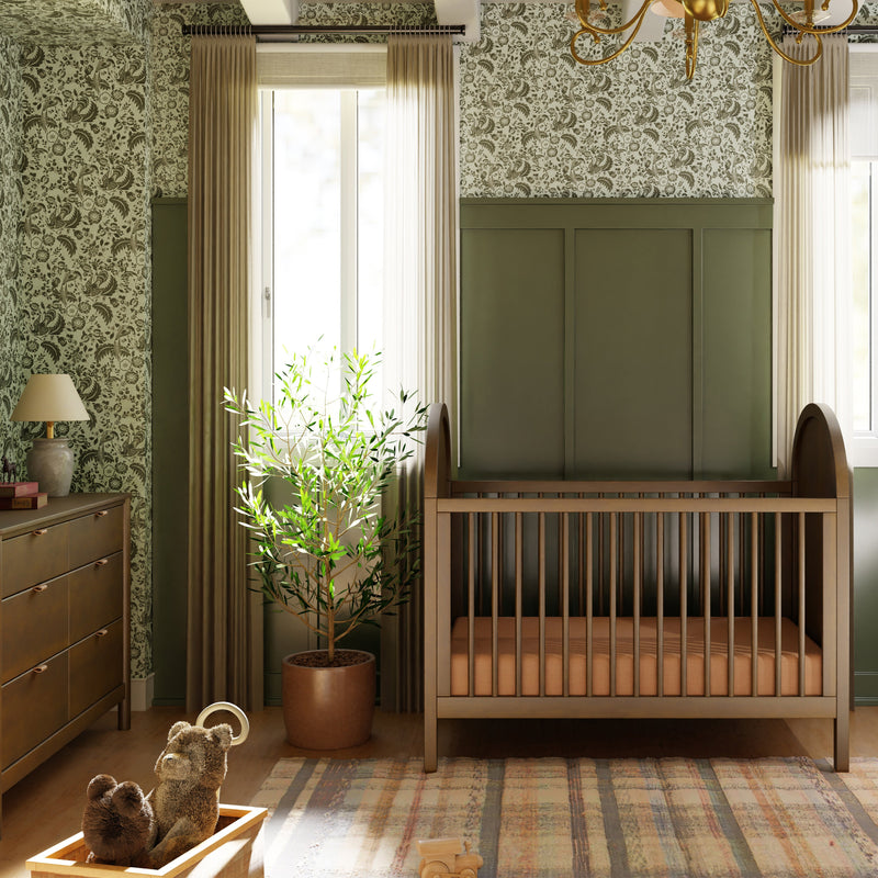 M25601NLNC,Bondi Cane 3-in-1 Convertible Crib w/Toddler Bed Kit in Natural Walnut w/Natural Cane