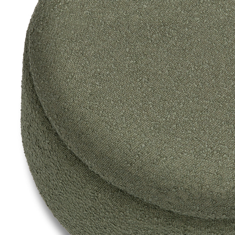 M30985POBHF,Tuffet Storage Ottoman in Performance Olive Boucle w/Honey Ball Feet