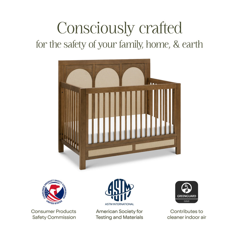 M24801NLPSEW,Eloise 4-in-1 Convertible Crib in Natural Walnut & Performance Sand Eco-Weave