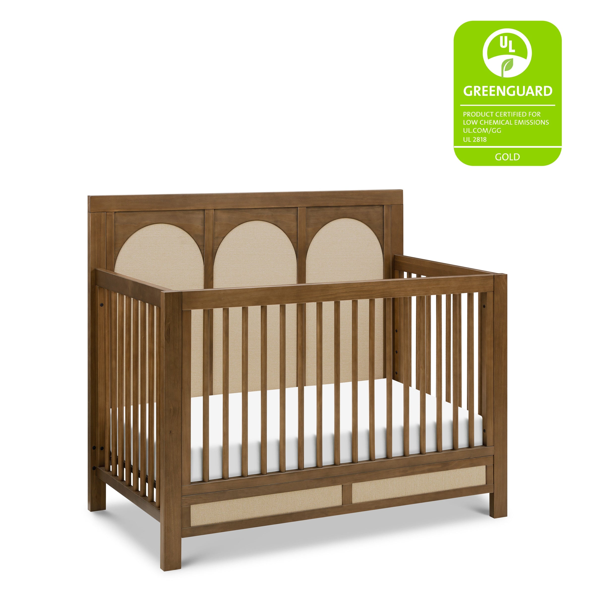 M24801NLPSEW,Eloise 4-in-1 Convertible Crib in Natural Walnut & Performance Sand Eco-Weave