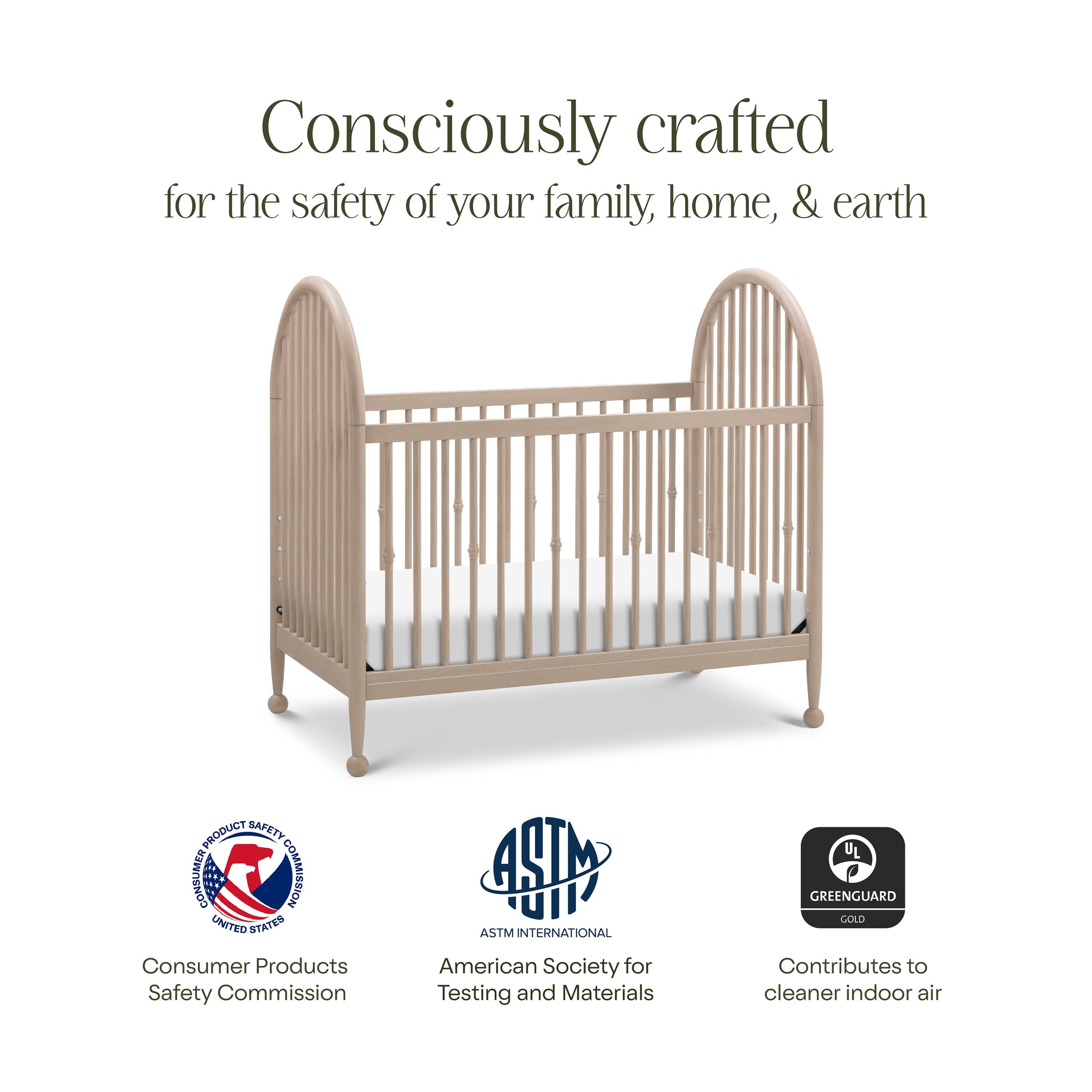 M31401WP,Alouette 3-in-1 Convertible Spindle Crib in Washed Pine