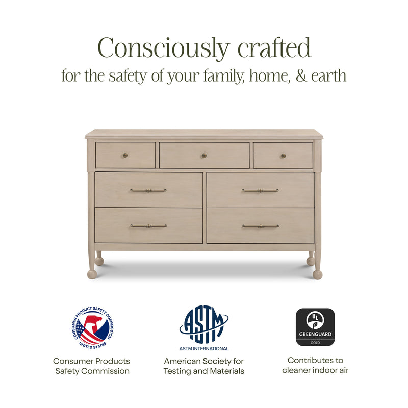 M31416WP,Alouette 7-Drawer Assembled Dresser in Washed Pine