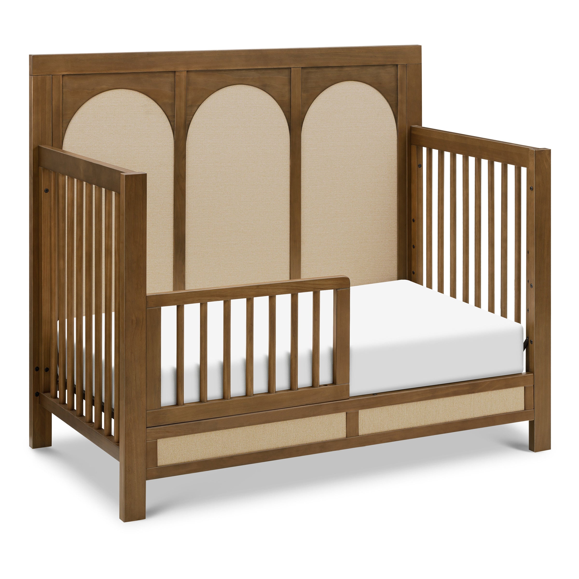 M24801NLPSEW,Eloise 4-in-1 Convertible Crib in Natural Walnut & Performance Sand Eco-Weave
