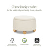 M30985PWBHF,Tuffet Storage Ottoman in Performance Ivory Boucle w/Honey Ball Feet