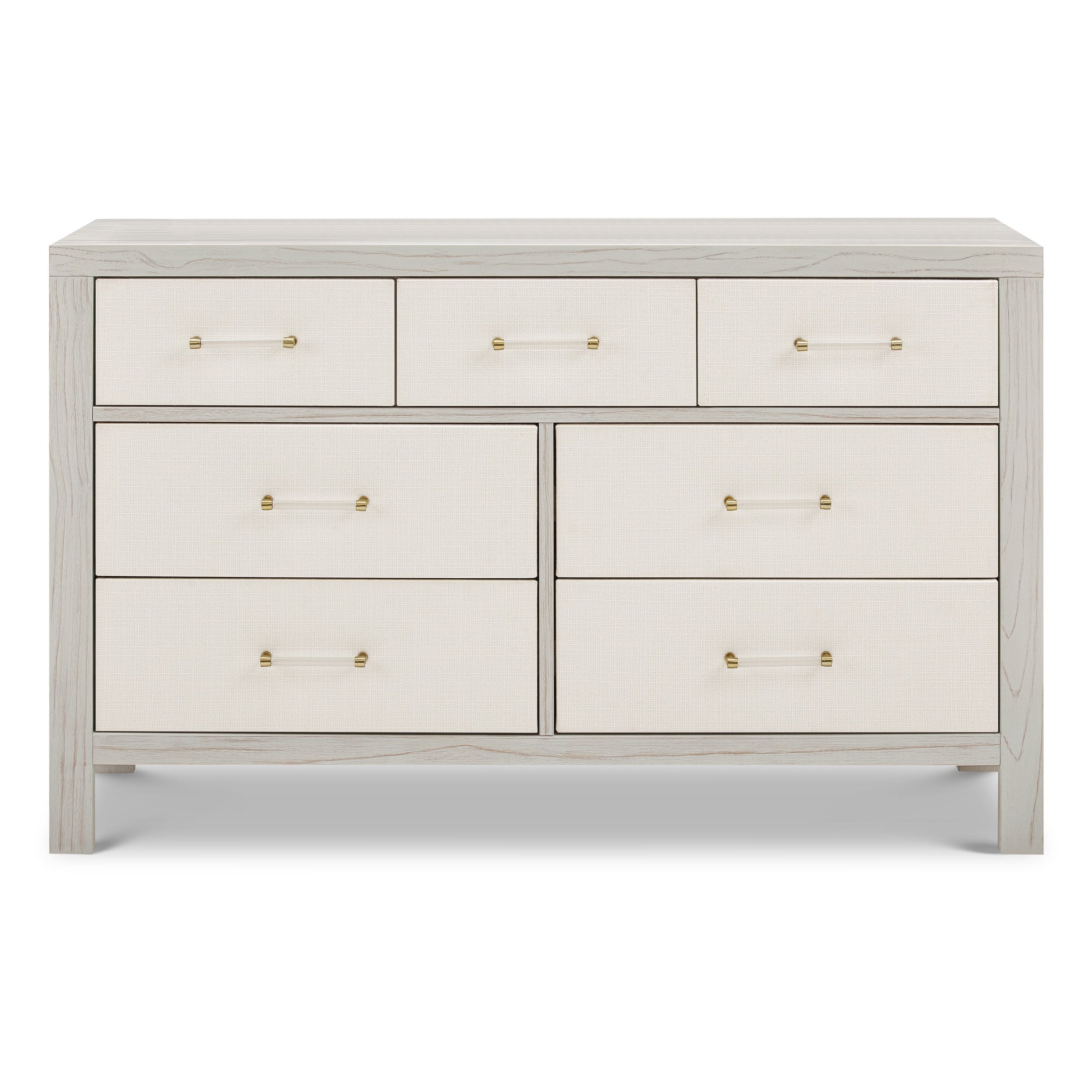 M24816WDFPEW,Eloise 7-Drawer Assembled Dresser in White Driftwood and Performance Pearl Eco-Weave