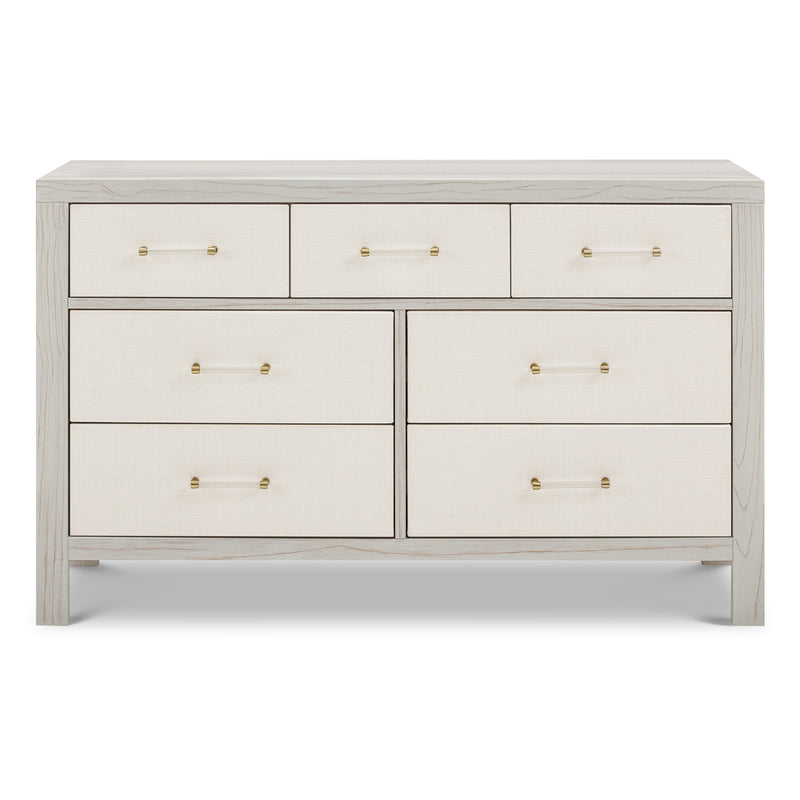 M24816WDFPEW,Eloise 7-Drawer Assembled Dresser in White Driftwood and Performance Pearl Eco-Weave