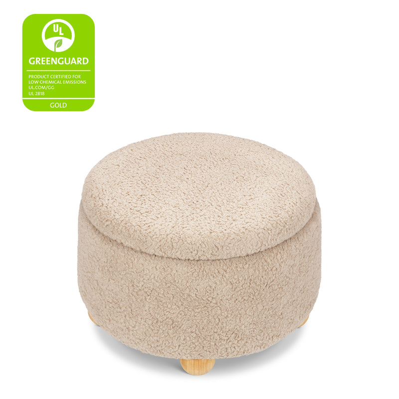 M30985CSGHF,Tuffet Storage Ottoman in Chai Shearling w/Honey Ball Feet