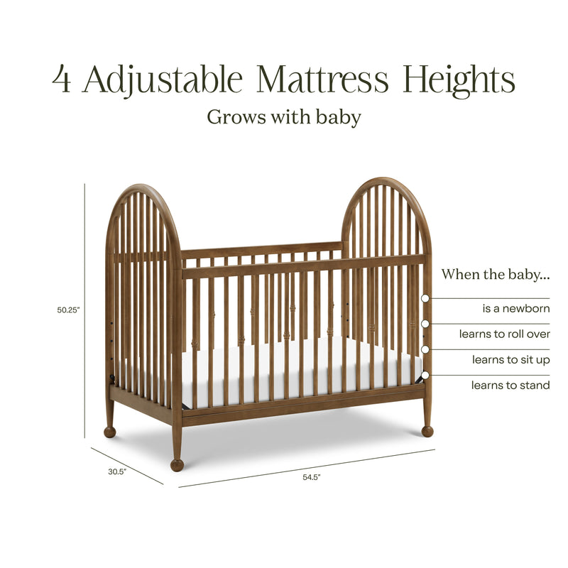 M31401NL,Alouette 3-in-1 Convertible Spindle Crib in Natural Walnut