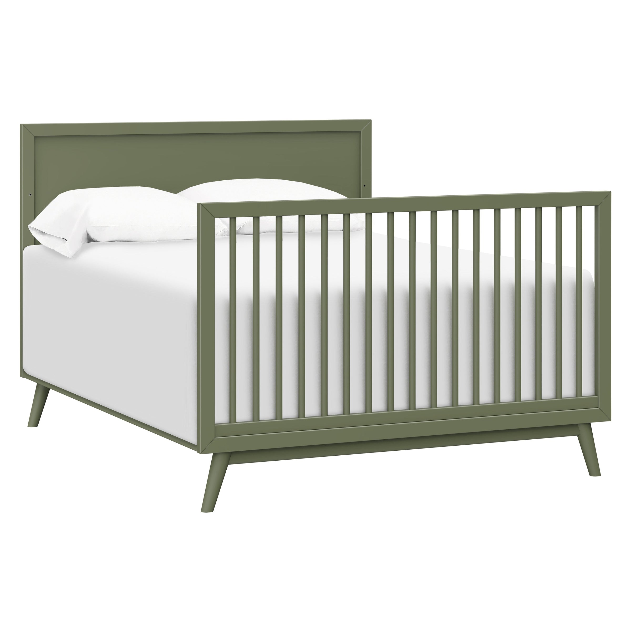 M15901OL,Palma Mid-Century 4-in-1 Convertible Crib w/Toddler Bed Conversion in Olive
