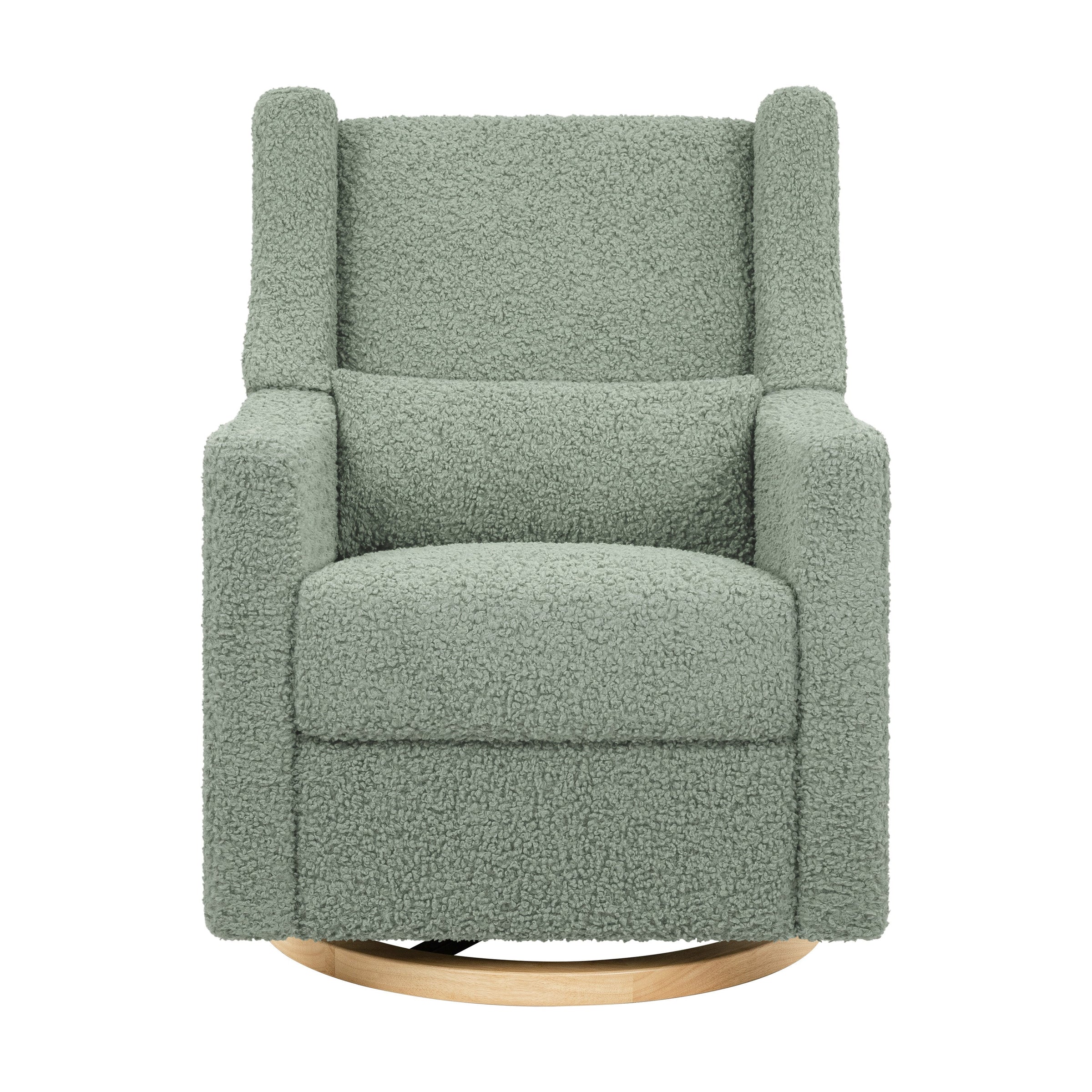 M11288STLB,Kiwi Glider Recliner w/ Electronic Control and USB in Sage Teddy Loop w/ Light Wood Base