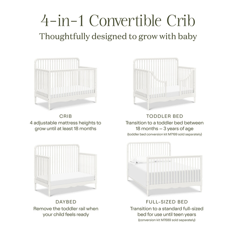 M7141RW,Liberty 4-in-1 Convertible Spindle Crib in Warm White