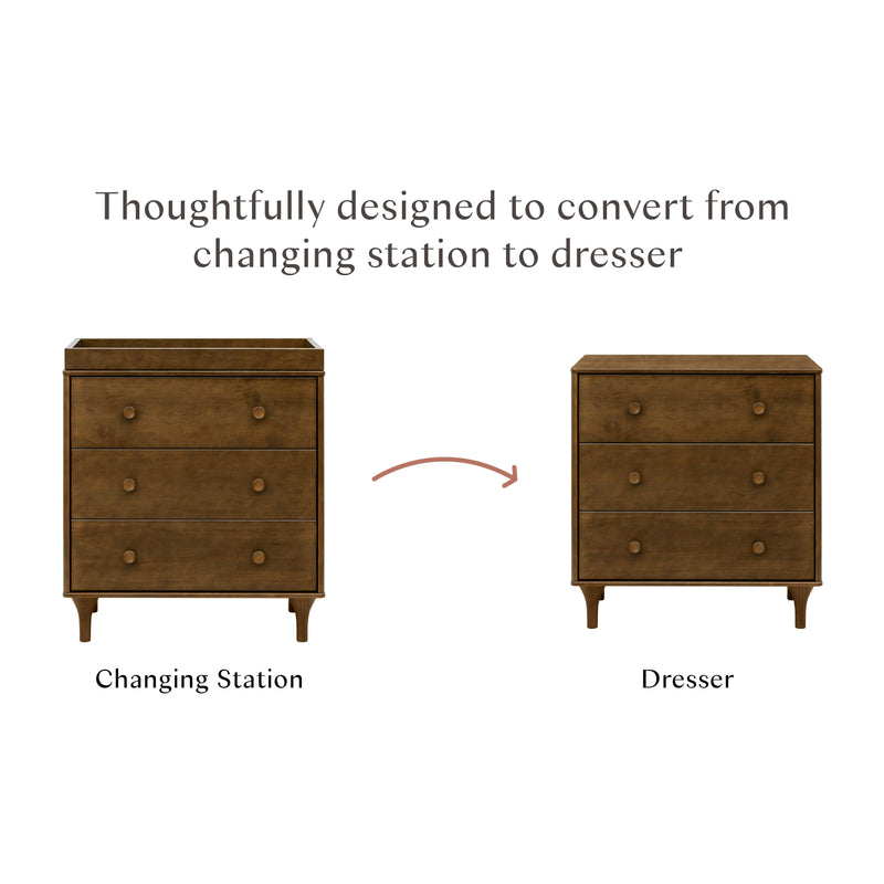 M9023NL,Lolly 3-Drawer Changer Dresser in Natural Walnut