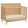 M15901HY,Palma Mid-Century 4-in-1 Convertible Crib w/ Toddler Bed Conversion in Honey