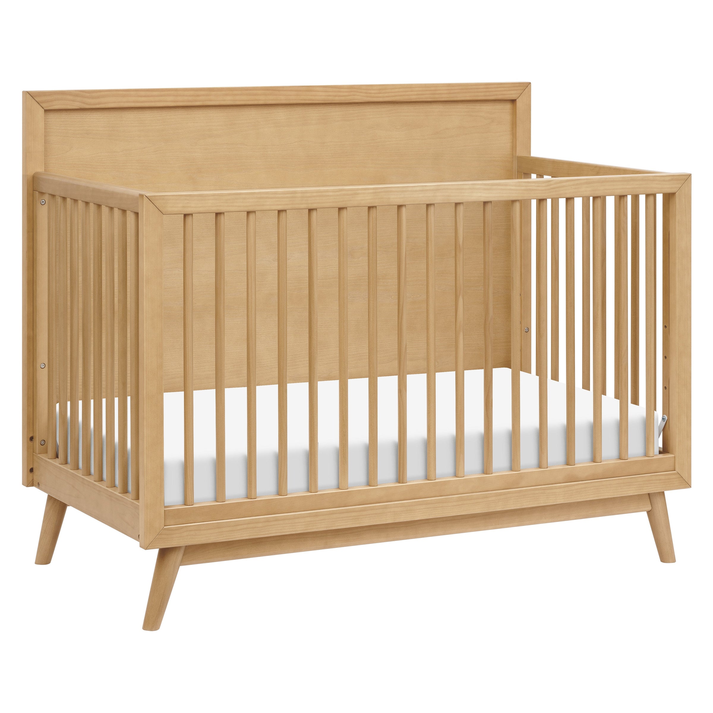 M15901HY,Palma Mid-Century 4-in-1 Convertible Crib w/ Toddler Bed Conversion in Honey