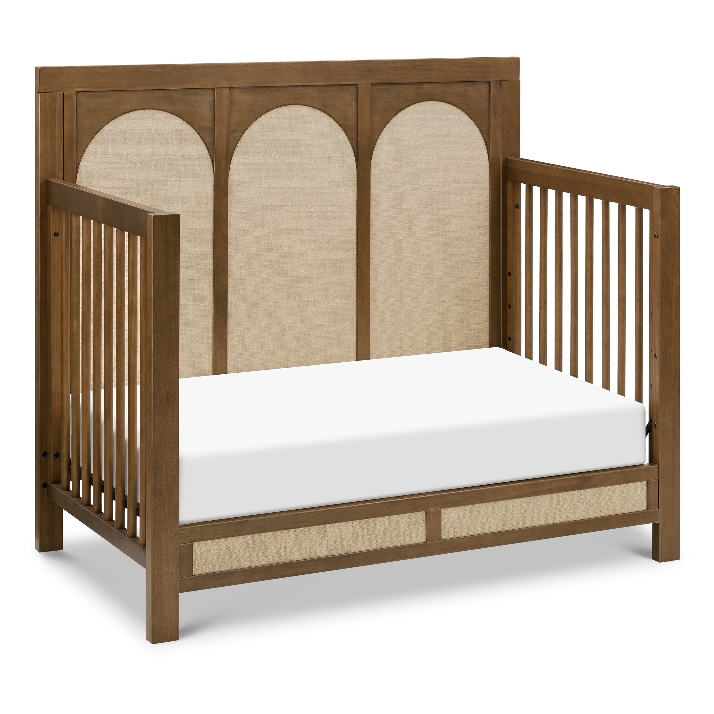 M24801NLPSEW,Eloise 4-in-1 Convertible Crib in Natural Walnut & Performance Sand Eco-Weave