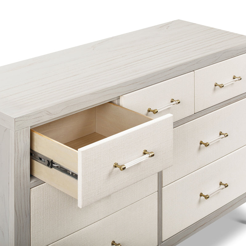 M24816WDFPEW,Eloise 7-Drawer Assembled Dresser in White Driftwood and Performance Pearl Eco-Weave