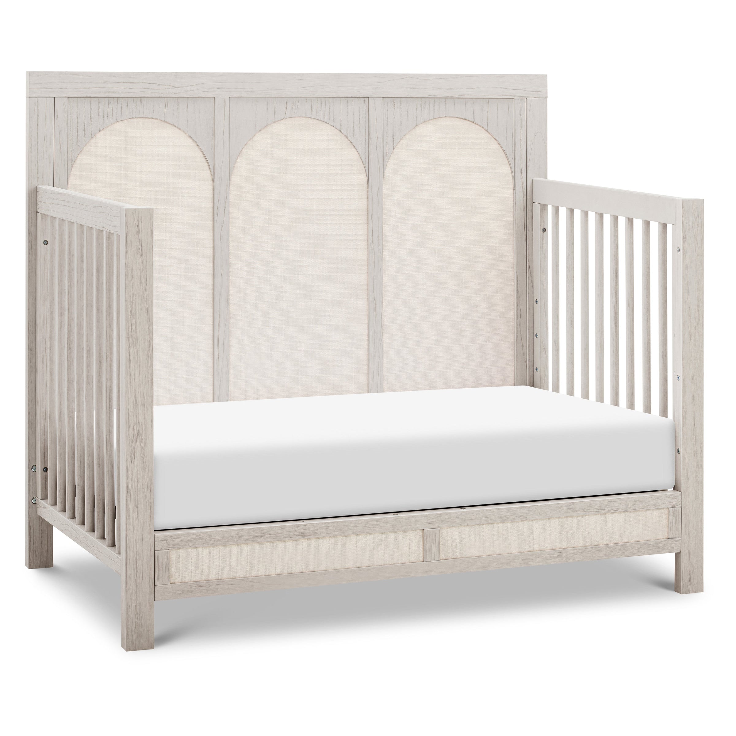 M24801WDFPEW,Eloise 4-in-1 Convertible Crib in White Driftwood and Performance Pearl Eco-Weave