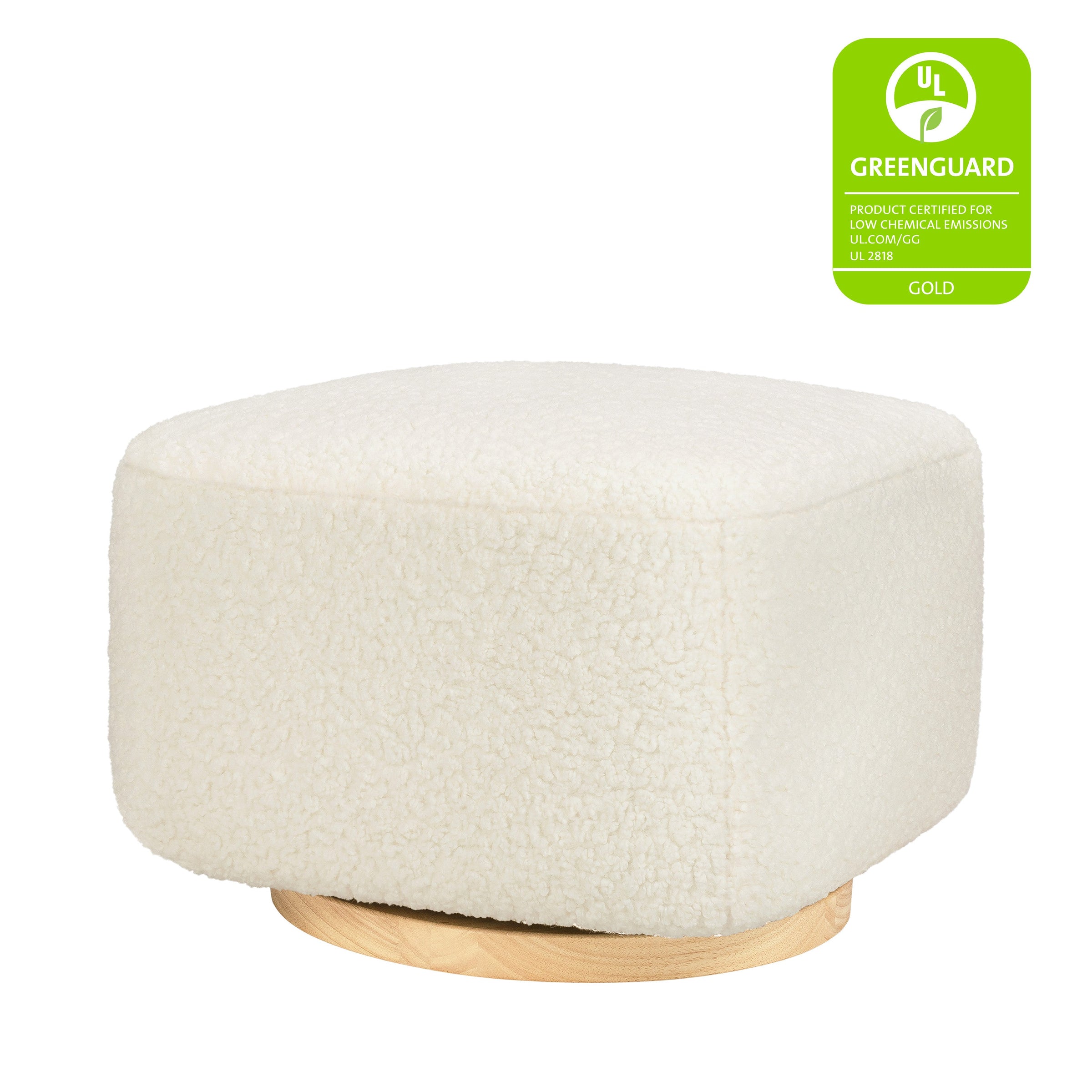 M26385CMSGLB,Kiwi Gliding Ottoman in Cream Shearling with Light Wood Base