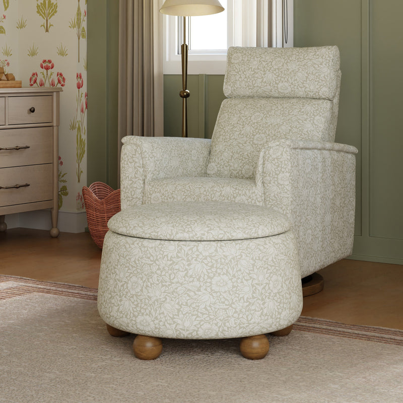 M30985MADF,Tuffet Storage Ottoman Mallow in Ash w/ Dark Wood Ball Feet