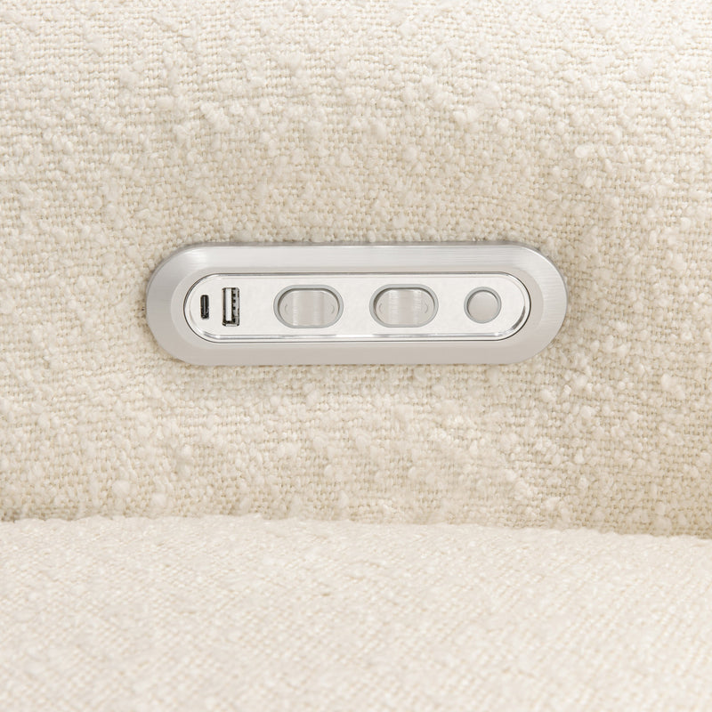 M17186PWB,Willa Plus Power Glider Recliner w/ Power Headrest in Performance Ivory Boucle