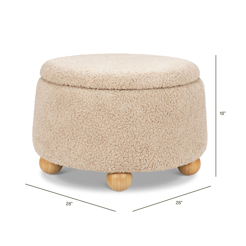 M30985CSGHF,Tuffet Storage Ottoman in Chai Shearling w/Honey Ball Feet