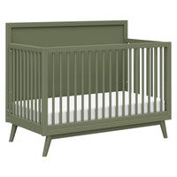 M15901OL,Palma Mid-Century 4-in-1 Convertible Crib w/Toddler Bed Conversion in Olive