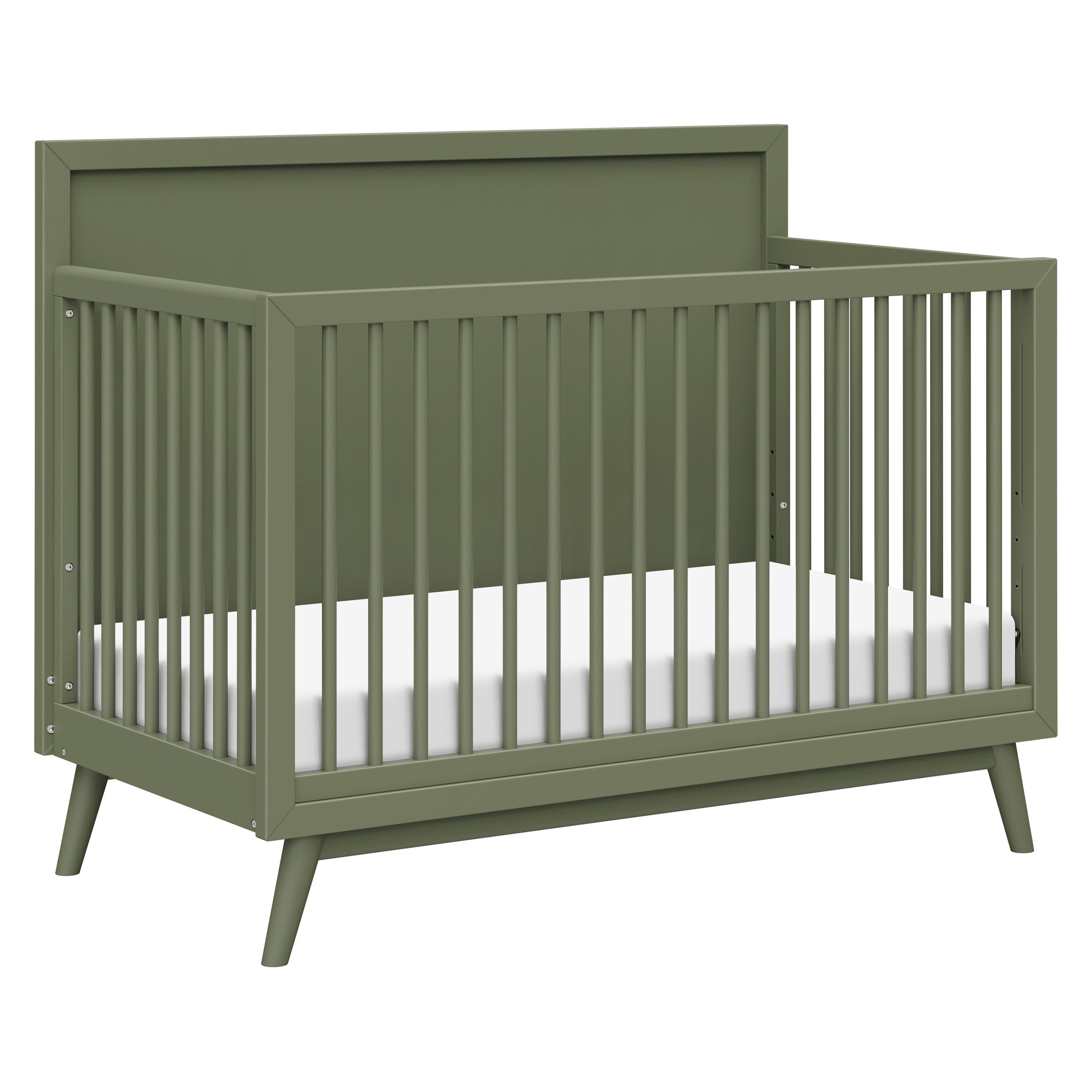 M15901OL,Palma Mid-Century 4-in-1 Convertible Crib w/Toddler Bed Conversion in Olive