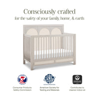 M24801WDFPEW,Eloise 4-in-1 Convertible Crib in White Driftwood and Performance Pearl Eco-Weave