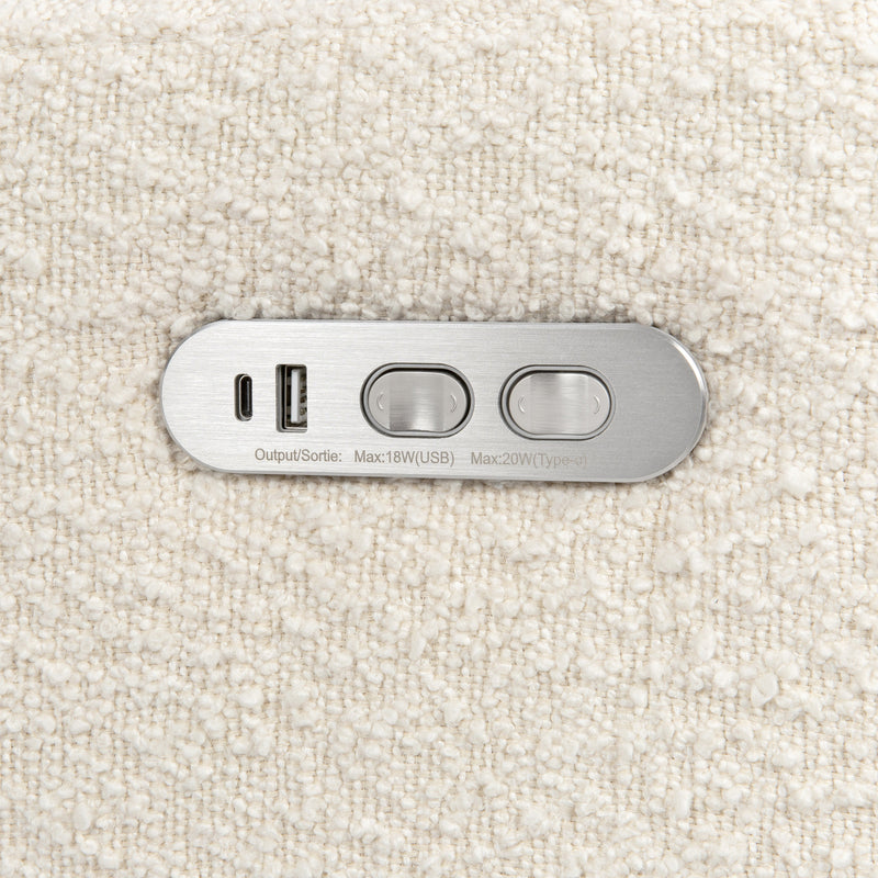 M11286PWB,Kiwi Plus Power Glider Recliner w/ Power Headrest in Performance Ivory Boucle