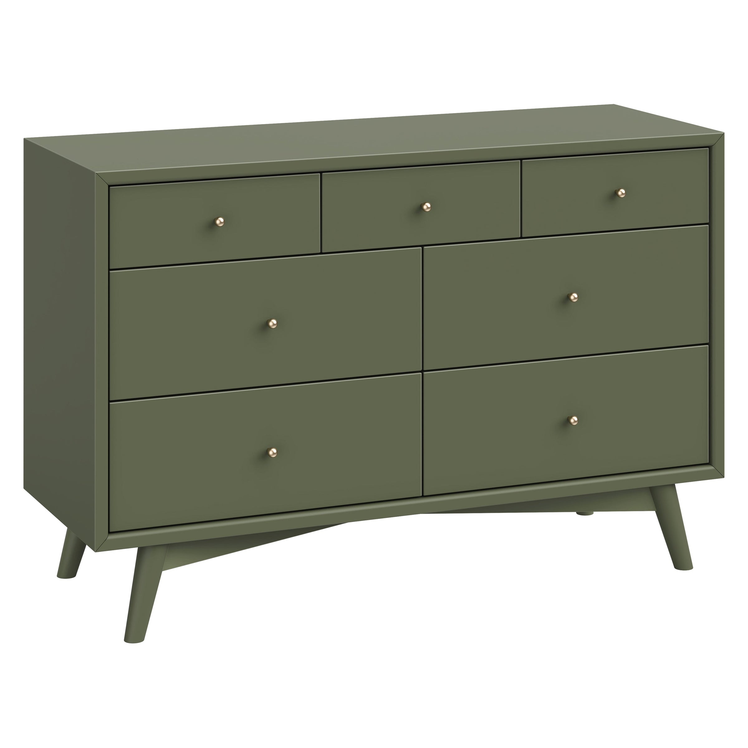 M15916OL,Palma 7-Drawer Double Dresser  Assembled in Olive